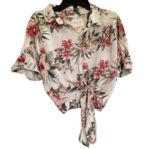 American Eagle Off White Hawaiian Crop Top Women’s Size XS Extra Small Floral